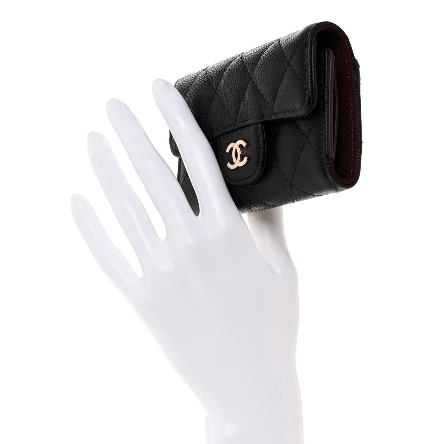 Caviar Quilted Classic 4 Key Holder Wallet Black