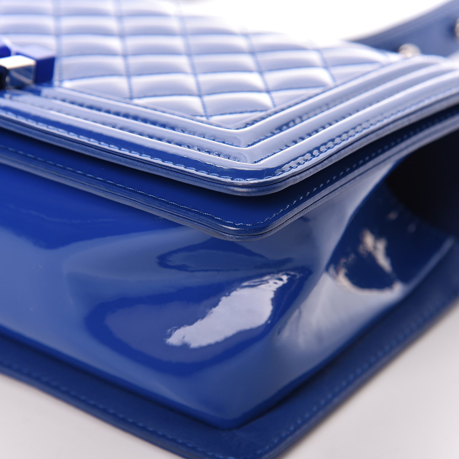 Chanel Patent Calfskin Quilted Medium Plexiglass Boy Flap Blue 10 of 15