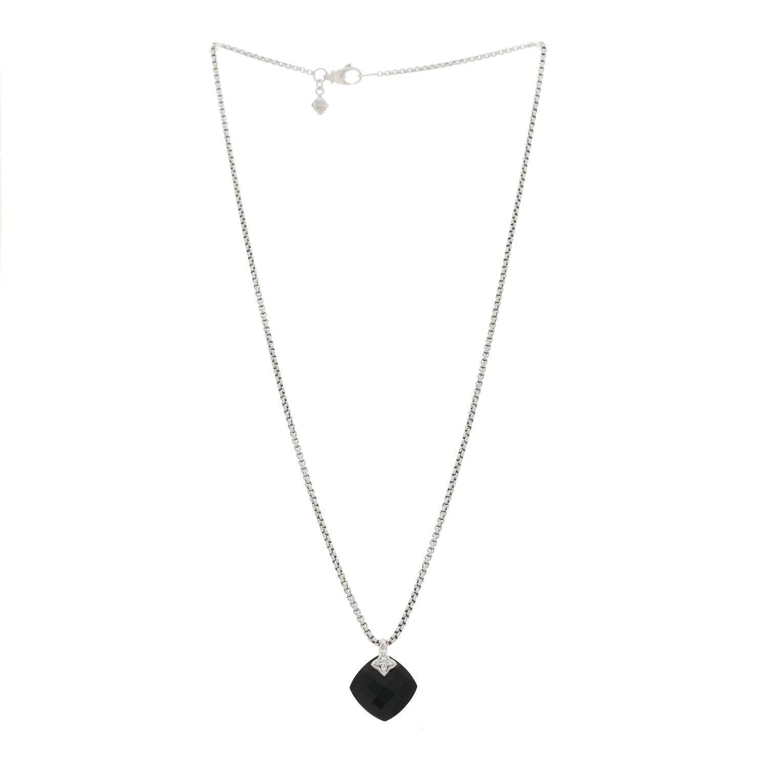 David Yurman Sterling Silver Diamond Black Onyx Capri Pendant Necklace 3 of 5