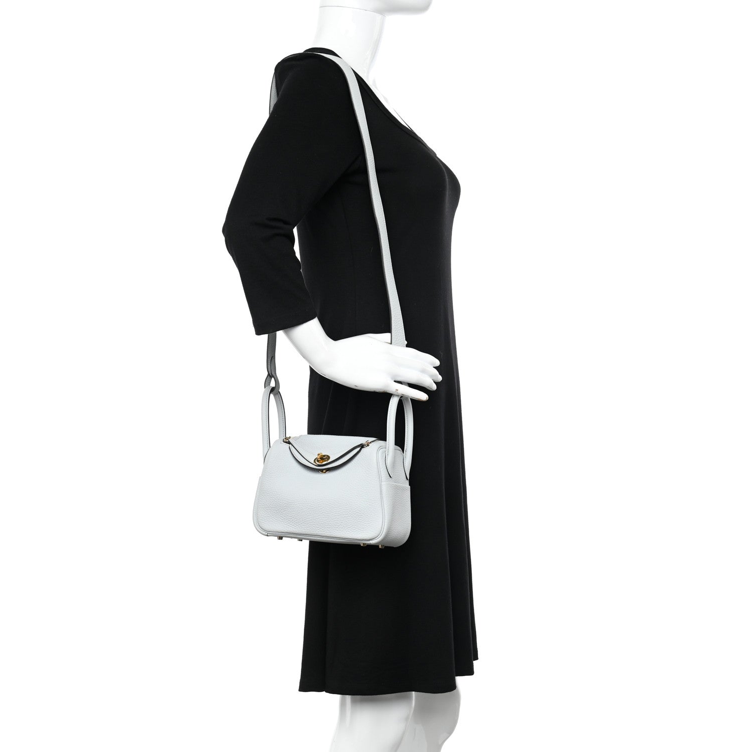 Hermes Taurillon Clemence Mini Lindy 20 Bleu Pale 2 of 11