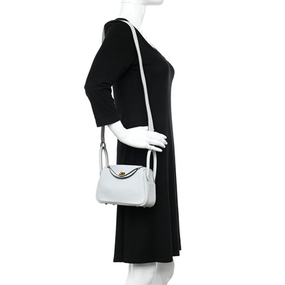 Hermes Taurillon Clemence Mini Lindy 20 Bleu Pale 2 of 11