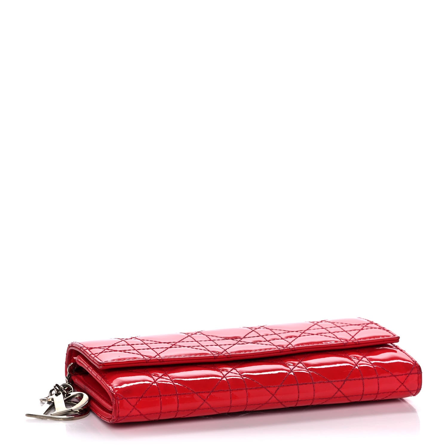 Christian Dior Patent Cannage Rendez-vous Chain Wallet Red 3 of 14