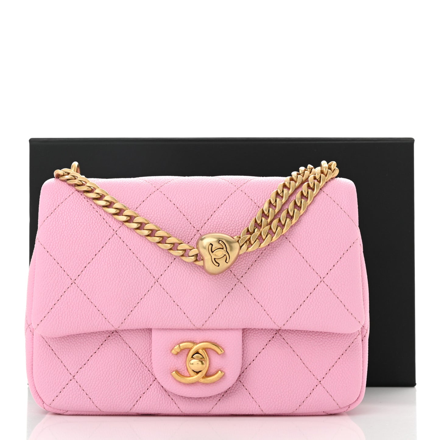 Caviar Quilted Mini Sweetheart Flap Lilac