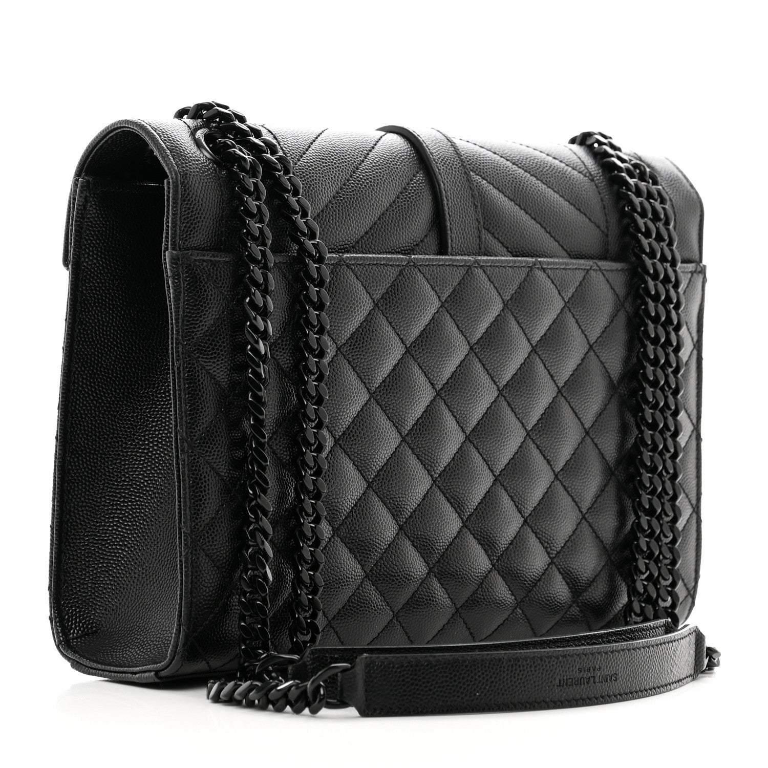 Saint Laurent Grain De Poudre Textured Mixed Matelasse Triquilt Medium Monogram Monochrome Satchel Black 3 of 9