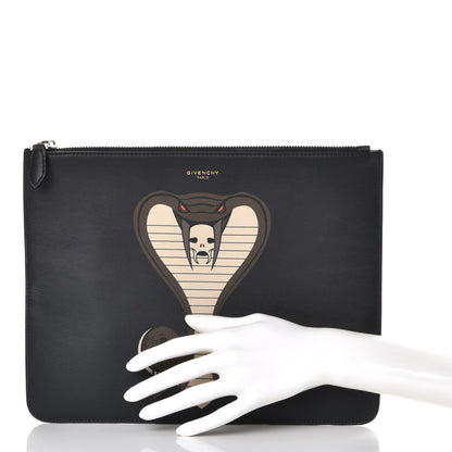 Givenchy Calfskin Cobra Print Zip Pouch Black 2 of 8