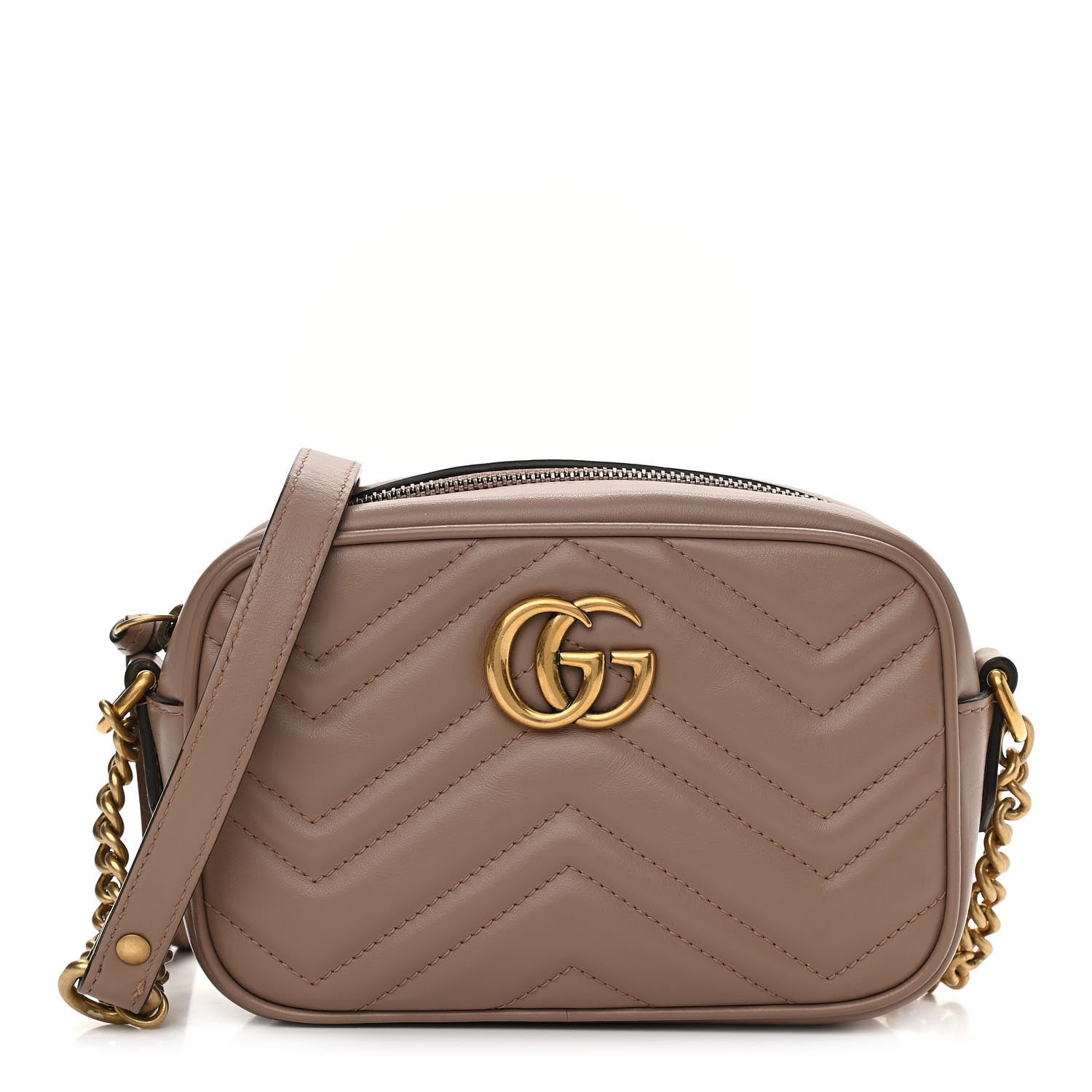 Gucci Calfskin Matelasse Mini GG Marmont Chain Shoulder Bag Porcelain Rose 1 of 10