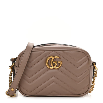 Gucci Calfskin Matelasse Mini GG Marmont Chain Shoulder Bag Porcelain Rose 1 of 10