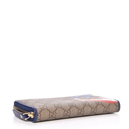 Gucci GG Plus Monogram USA Flag Zip Around Wallet Blue 4 of 9
