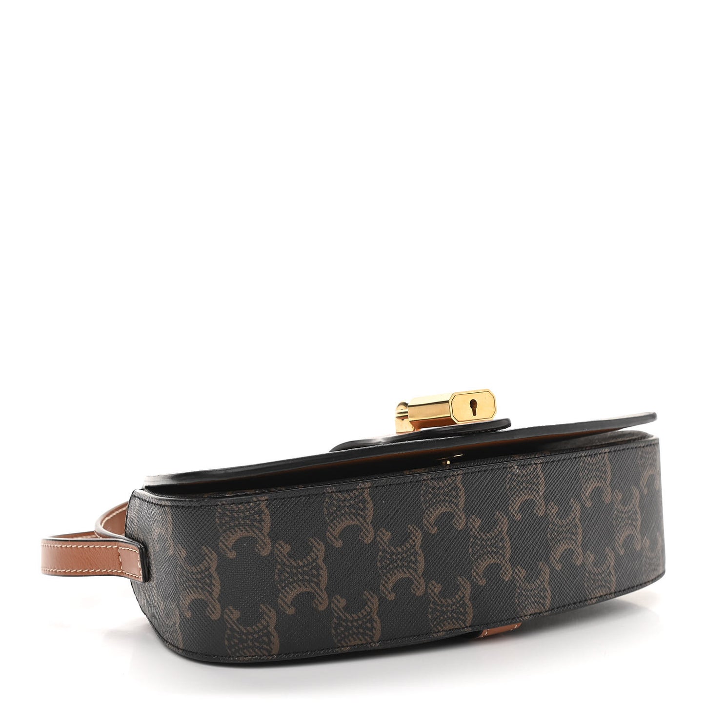Triomphe Canvas Calfskin Tabou Clutch on Strap Tan