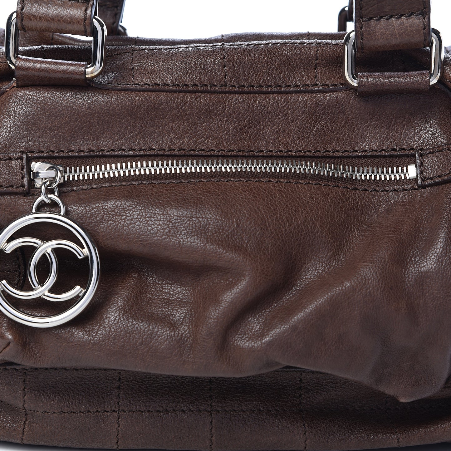Calfskin Stitched Outdoor Ligne Bowler Brown