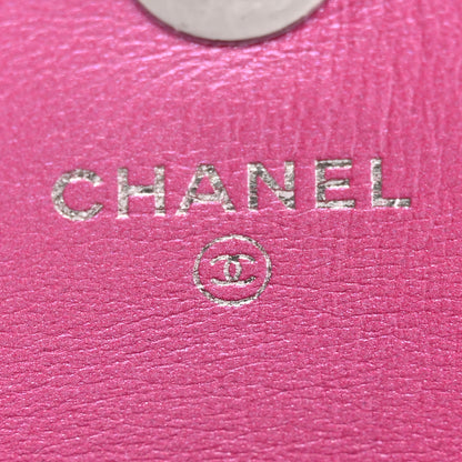 Chanel Iridescent Mirror Goatskin Hook Card Holder Fuchsia 7 of 11