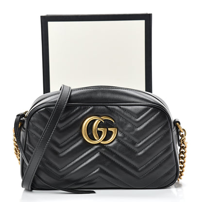 Gucci Calfskin Matelasse Small GG Marmont Chain Shoulder Bag Black 12 of 12