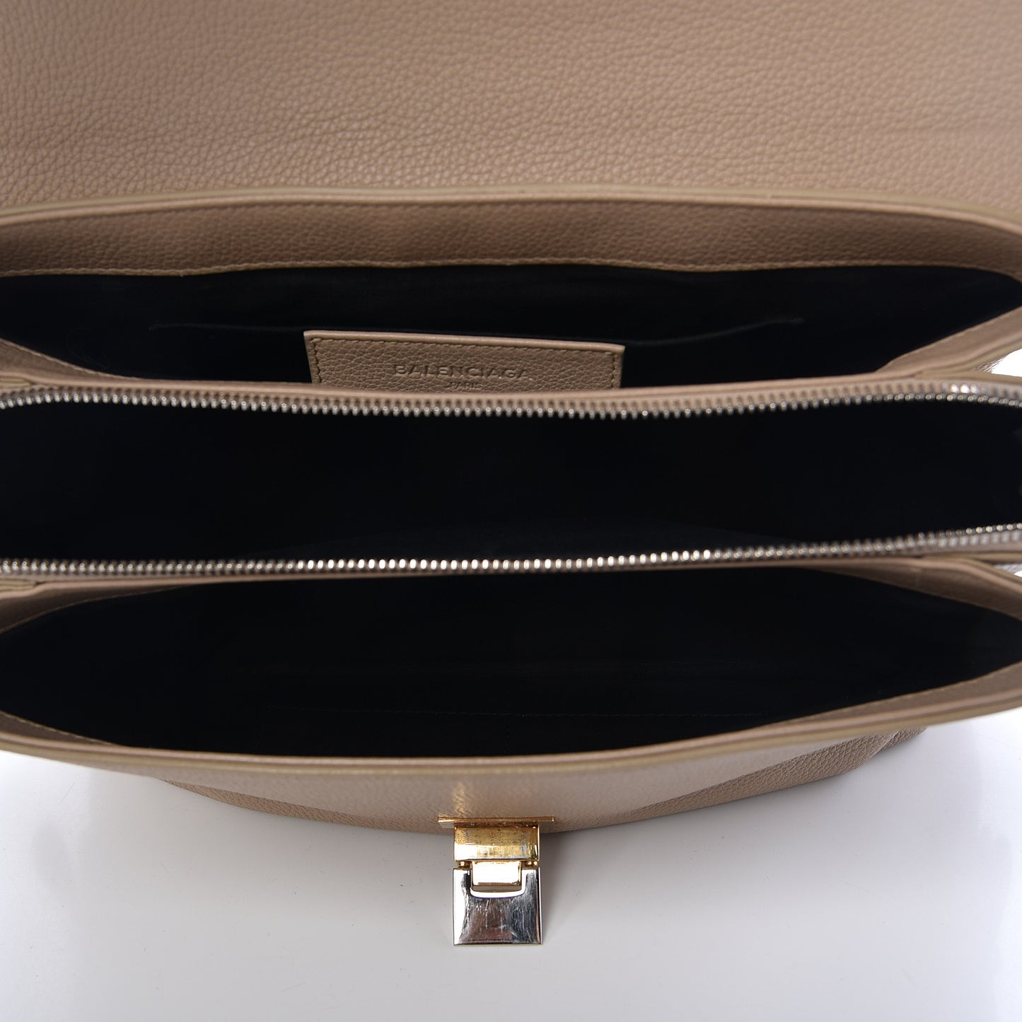Grained Calfskin Le Dix Small Soft Cartable Beige Seigle