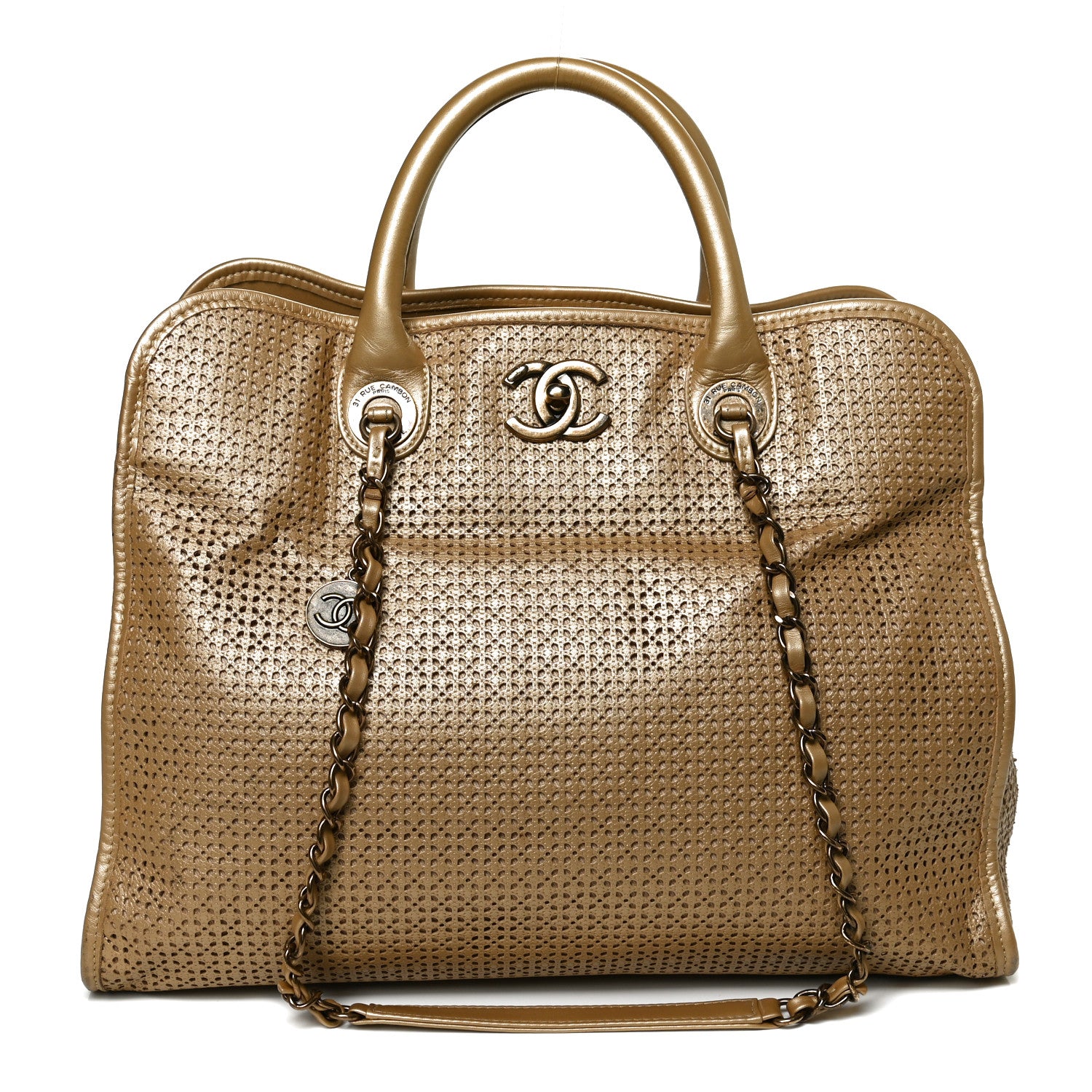 Chanel Metallic Calfskin Perforated Up In The Air Tote Gold 1 of 12