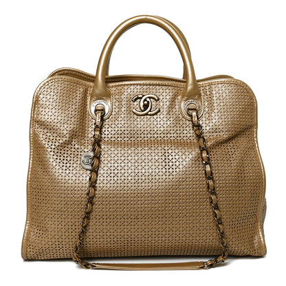 Chanel Metallic Calfskin Perforated Up In The Air Tote Gold 1 of 12
