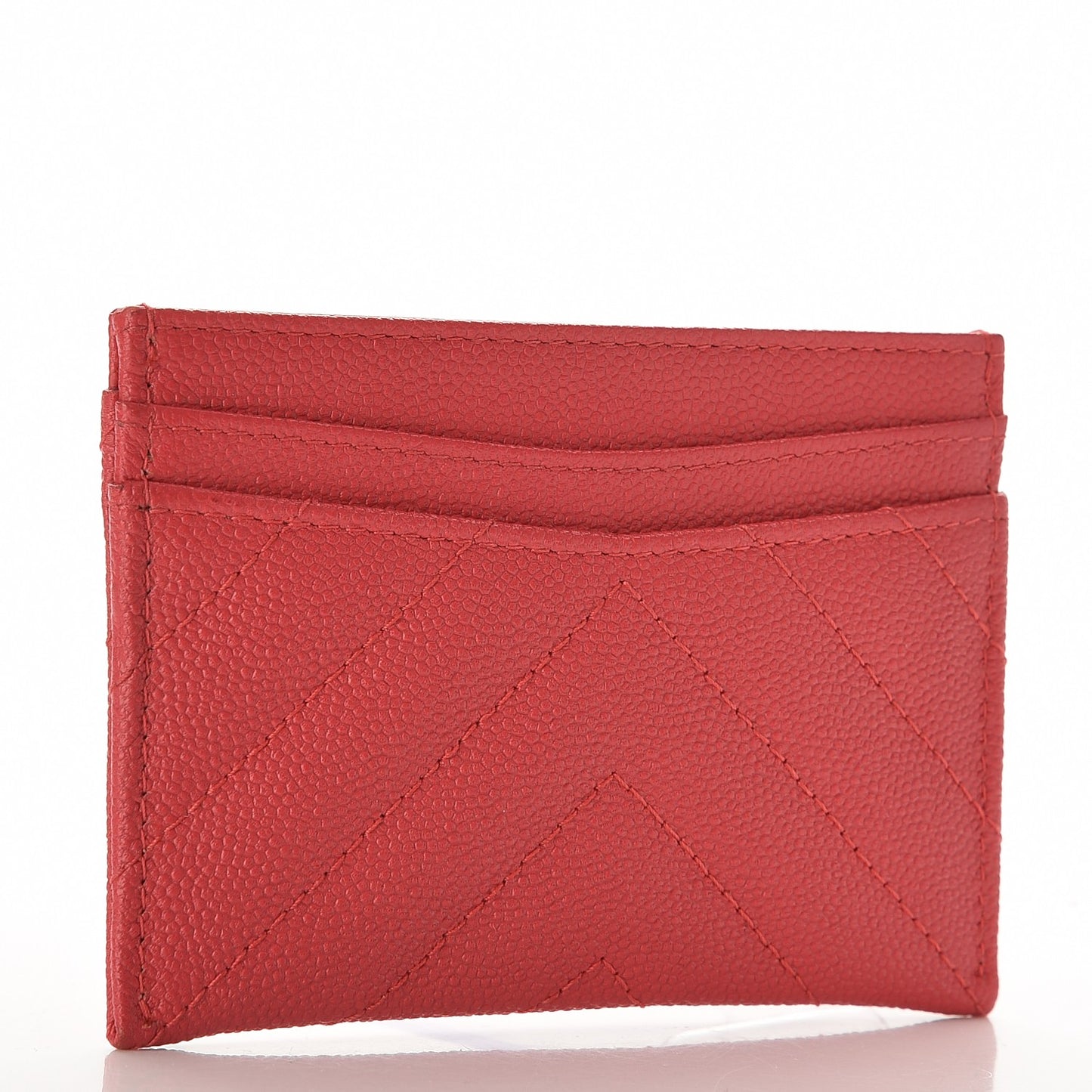 Caviar Chevron Quilted Card Holder Light Red