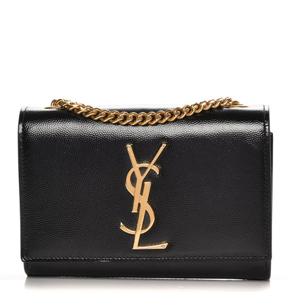 Saint Laurent Grain De Poudre Small Monogram Kate Satchel Black 1 of 6