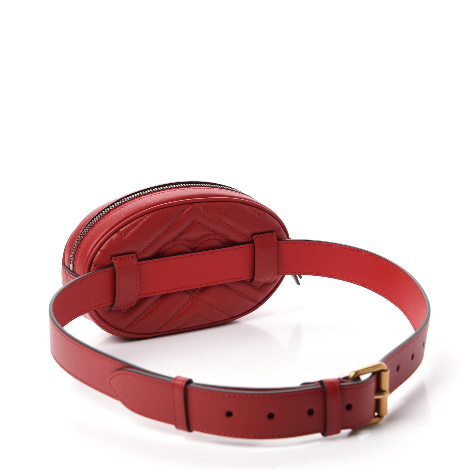 Gucci Calfskin Matelasse GG Marmont Belt Bag 85 34 Hibiscus Red 3 of 11