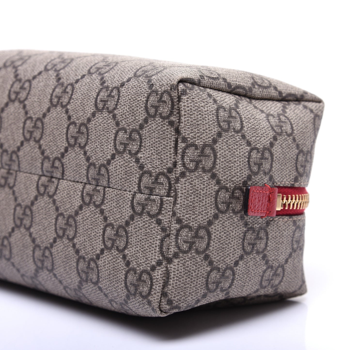 Soft GG Supreme Monogram Calfskin Medium Ophidia Cosmetic Case Beige Ebony Hibiscus Red