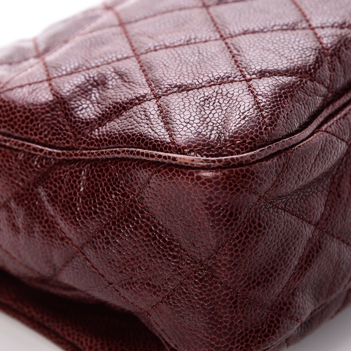 Crumpled Grained Calfskin Quilted Large Shiva Flap Bordeaux