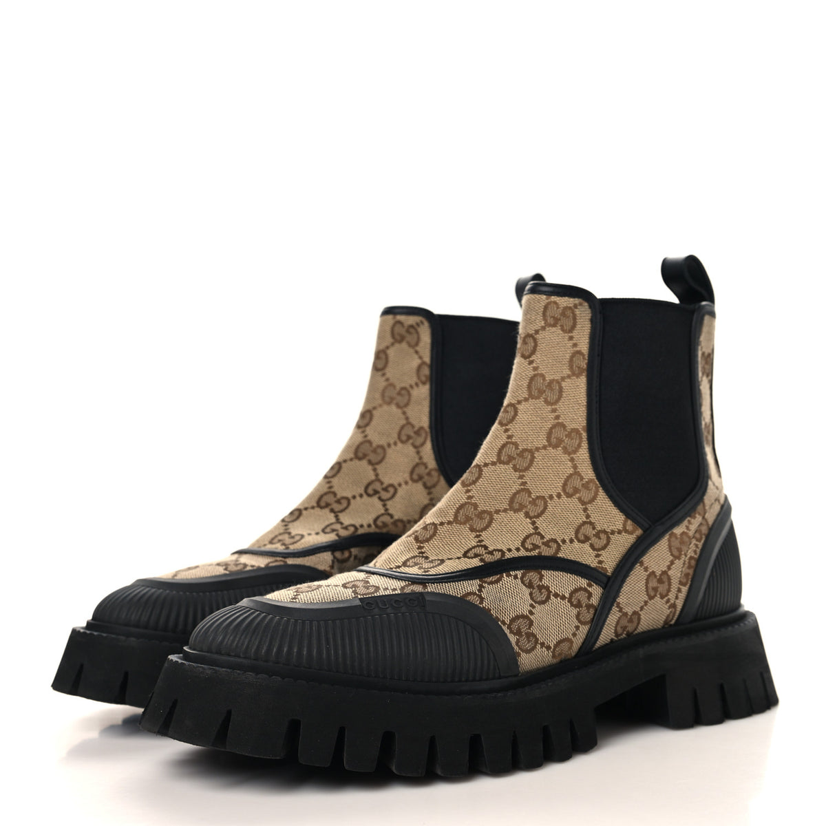 Gucci GG Supreme Monogram Ankle Booties 39 Beige Ebony Black 4 of 8