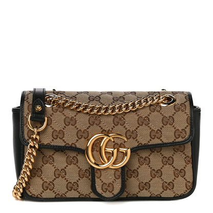 Gucci Monogram Matelasse Diagonal Mini GG Marmont Shoulder Bag Beige Black 1 of 11