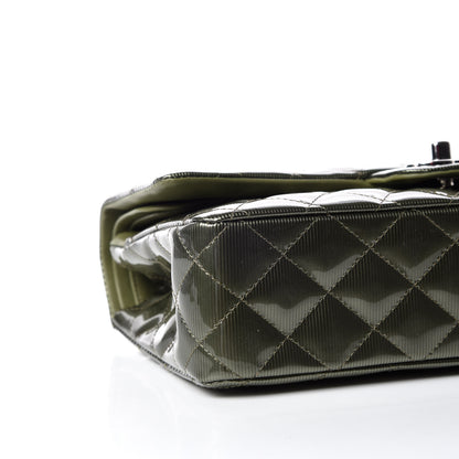Chanel Striated Patent Quilted Medium Double Flap Green 5 of 14
