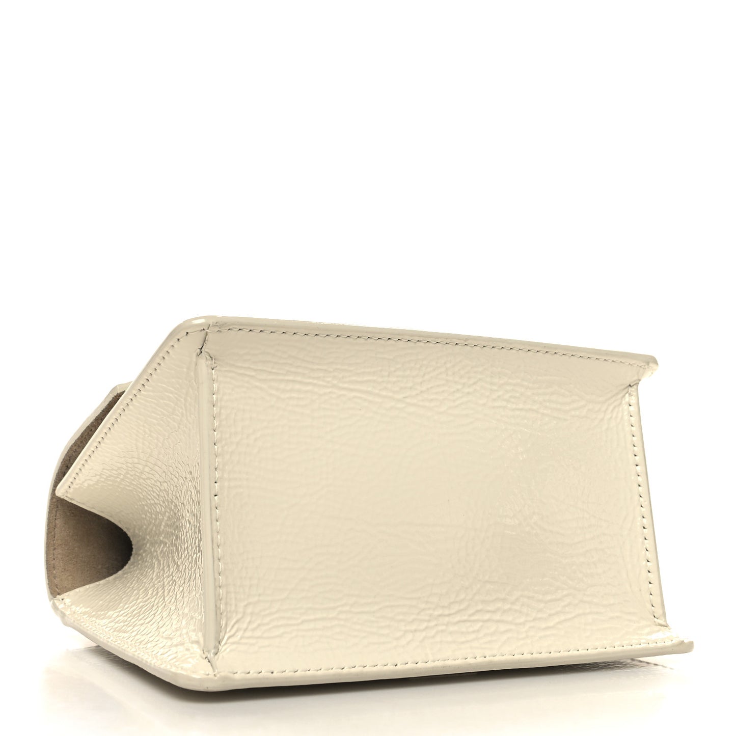 Textured Patent Calfskin Small Madeline Satchel Latte