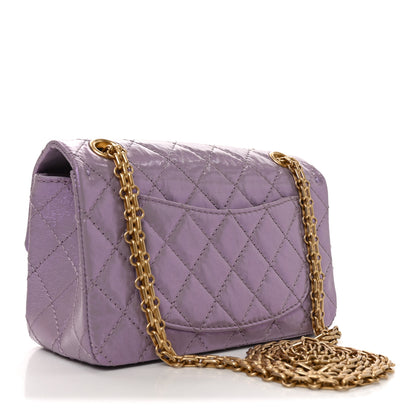 Chanel Glittered Aged Calfskin Quilted Mini 2.55 Reissue Flap Lilac 3 of 10