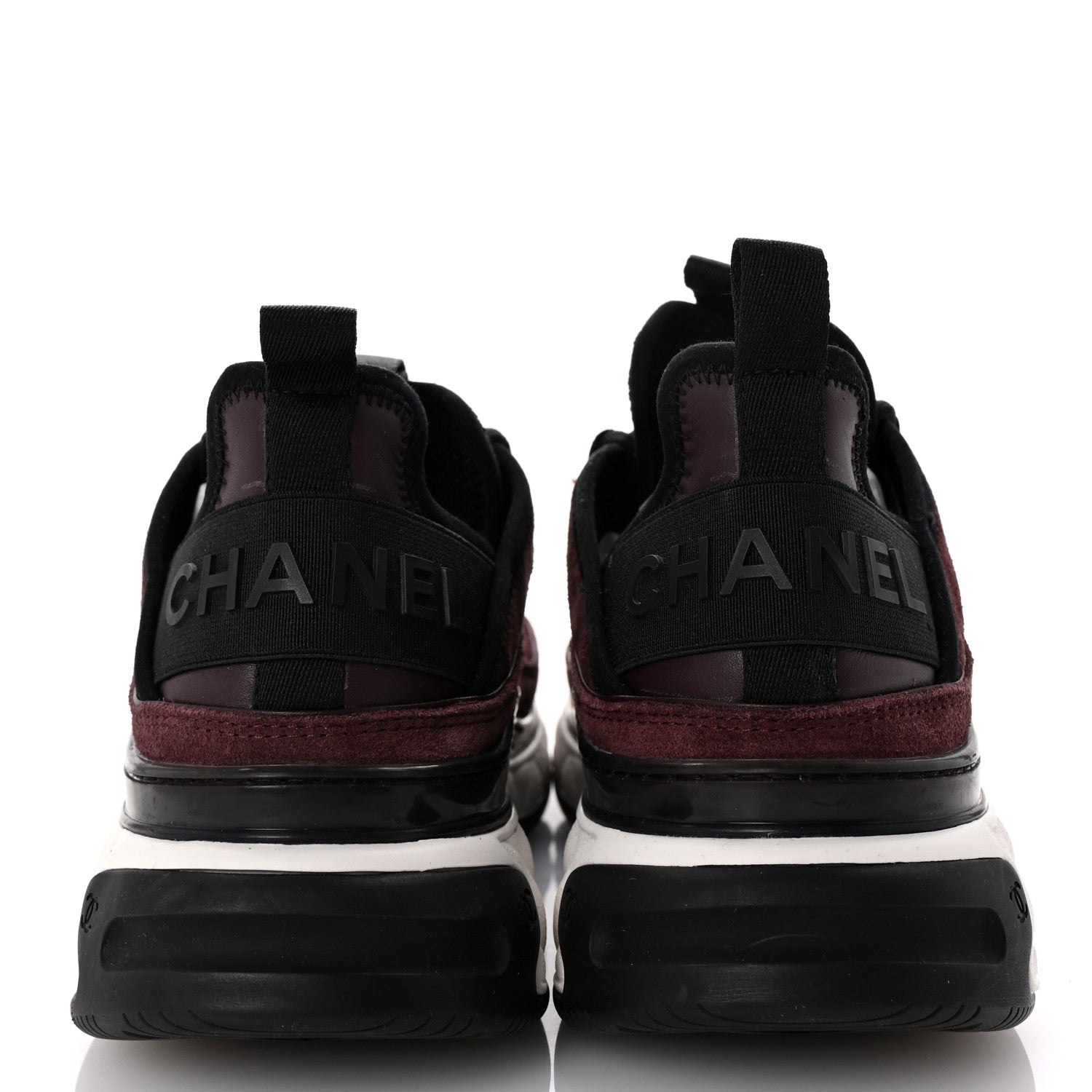 Chanel Suede Calfskin Nylon Grosgrain CC Sneakers 37 Dark Purple 6 of 11