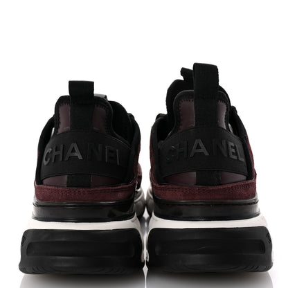Chanel Suede Calfskin Nylon Grosgrain CC Sneakers 37 Dark Purple 6 of 11
