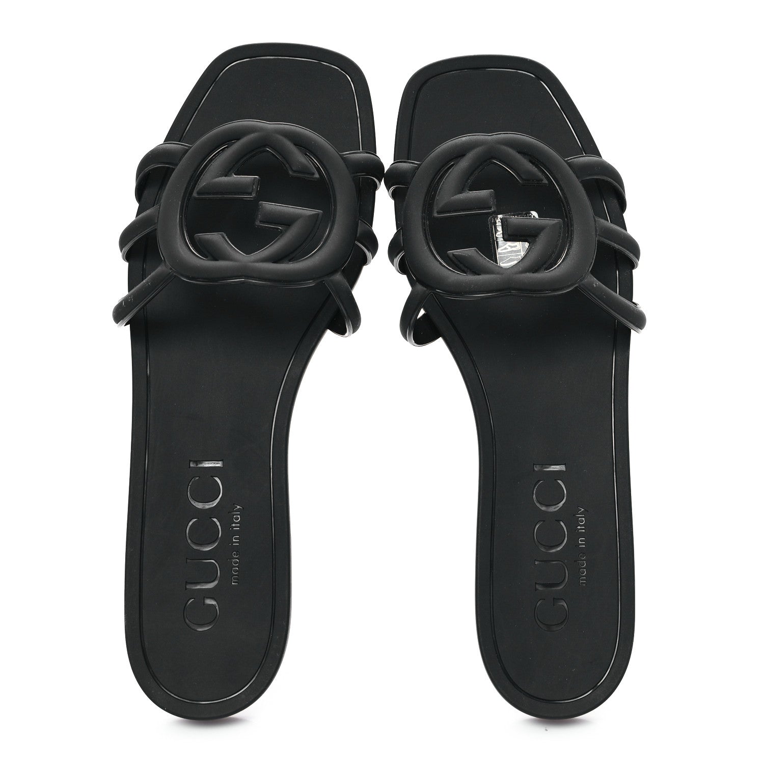 Gucci Rubber Womens Interlocking G Slide Sandals  39 Black 2 of 10