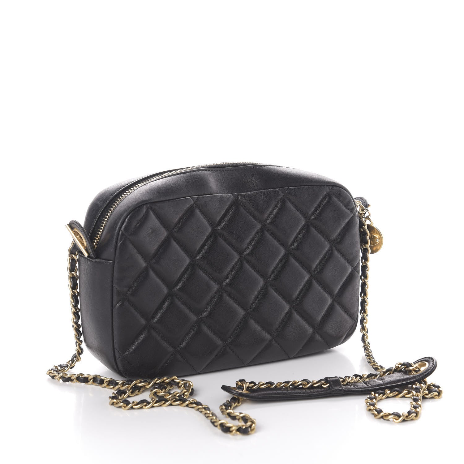 Chanel Lambskin Quilted Small Diamond CC Camera Case Black 3 of 12