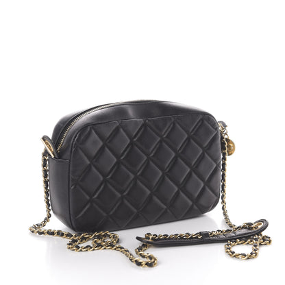 Chanel Lambskin Quilted Small Diamond CC Camera Case Black 3 of 12
