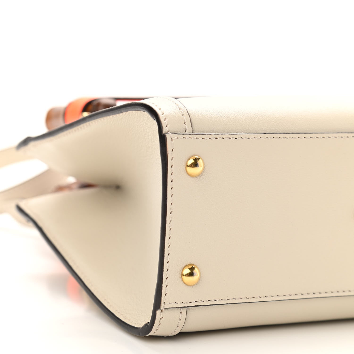 Gucci Wonka Grain Calfskin Mini Diana Tote Bag Mystic White Orange Fluo 9 of 11