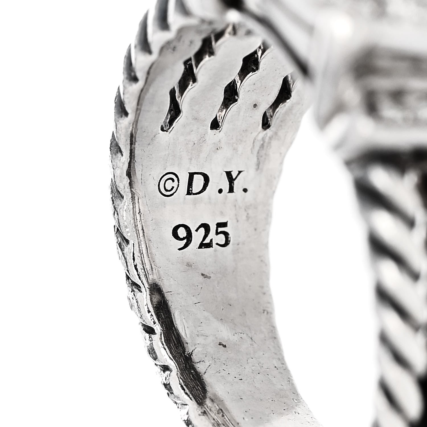 David Yurman Sterling Silver Diamond 16mm Wheaton Ring 54 6.75 5 of 5