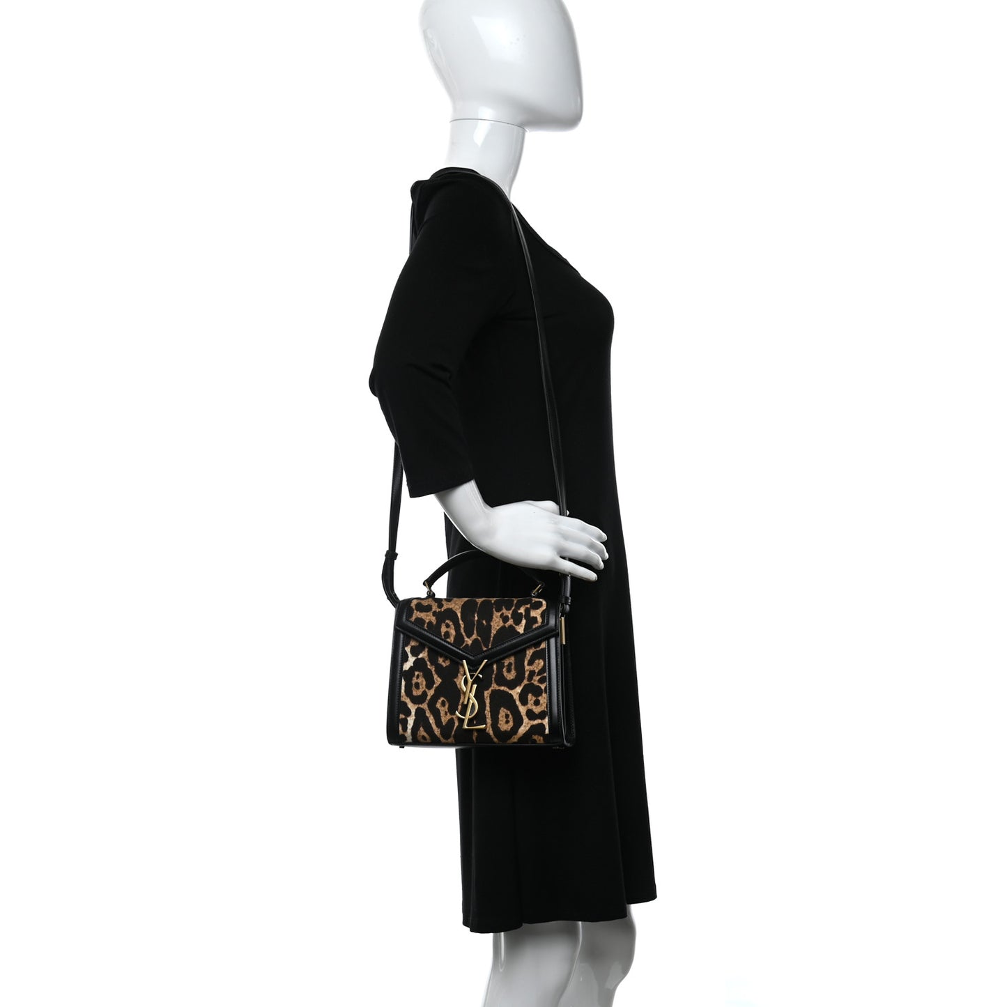Canvas Leopard Print Mini Classic Monogram Cassandra Top Handle Black
