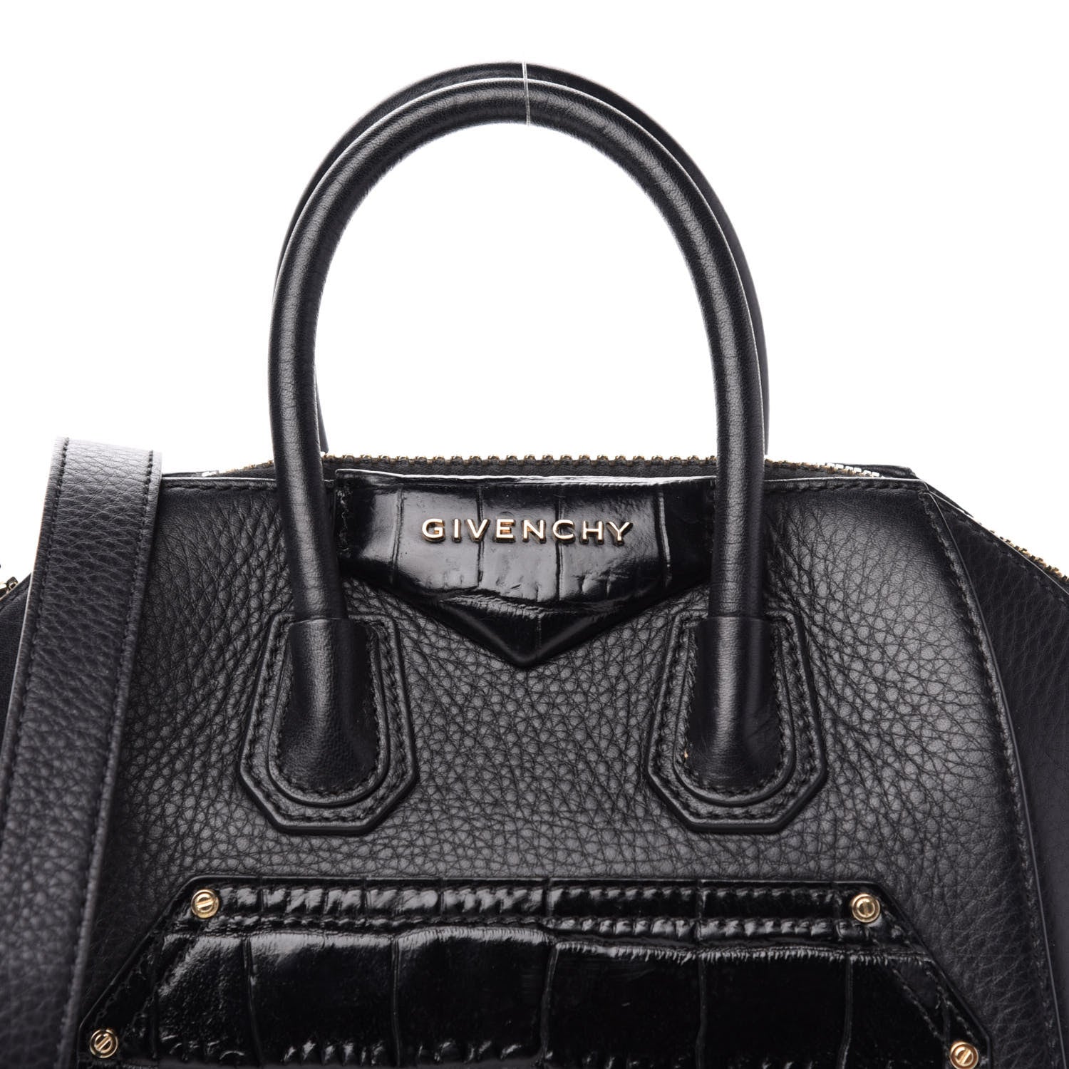 Givenchy Calfskin Crocodile Embossed Antigona Black 10 of 10