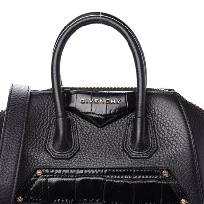 Givenchy Calfskin Crocodile Embossed Antigona Black 10 of 10