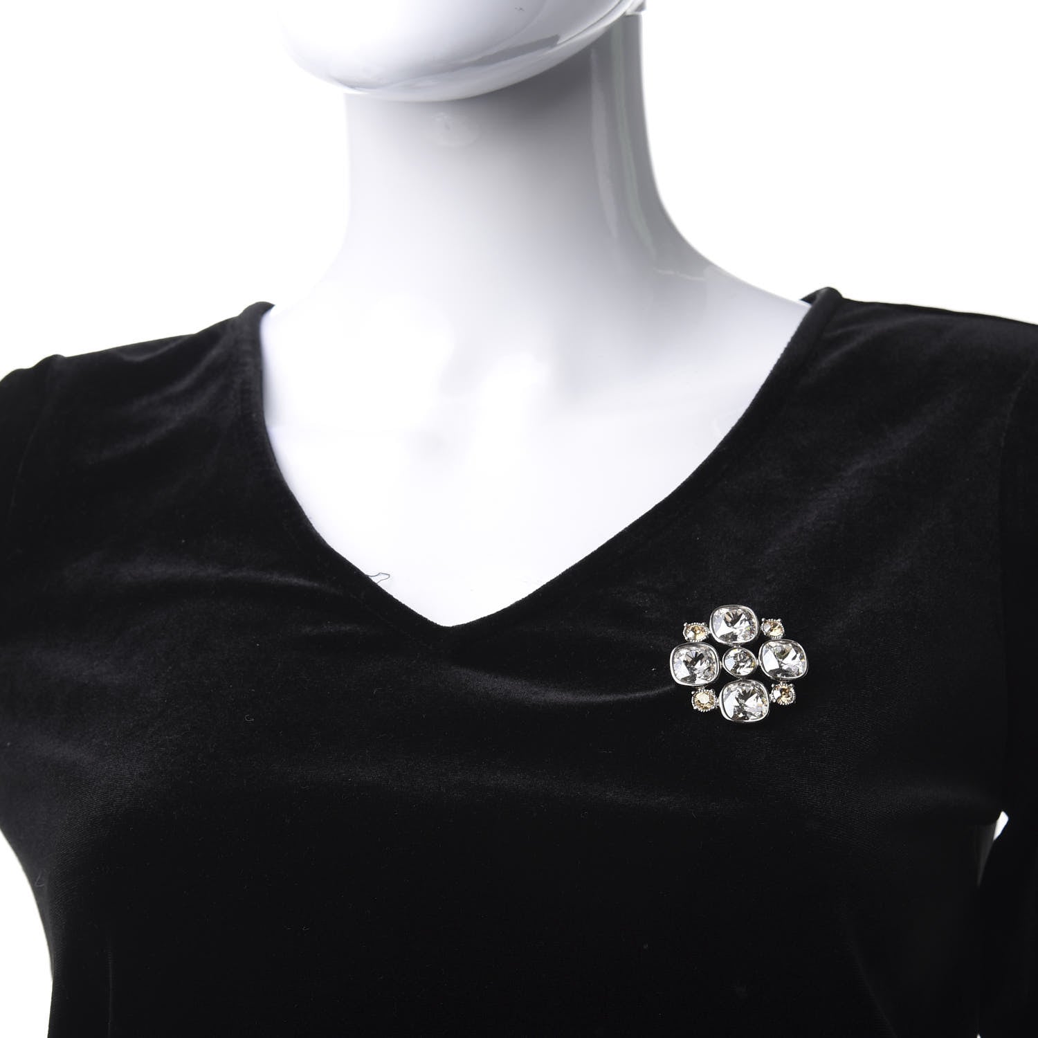 Chanel Crystal CC Brooch Silver 2 of 4