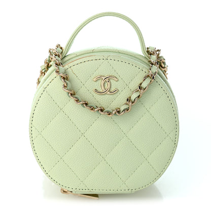 Chanel Caviar Quilted Round Handle With Care Vanity With Chain Light Green 1 of 12