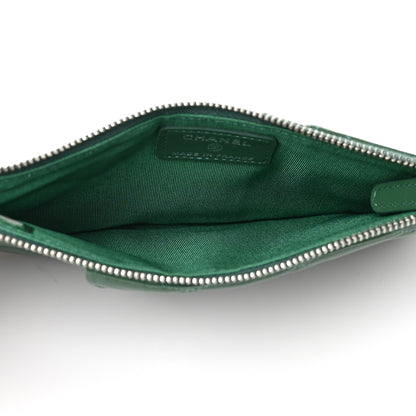 Chanel Lambskin Quilted Classic Flat Wallet Pouch Green 5 of 7
