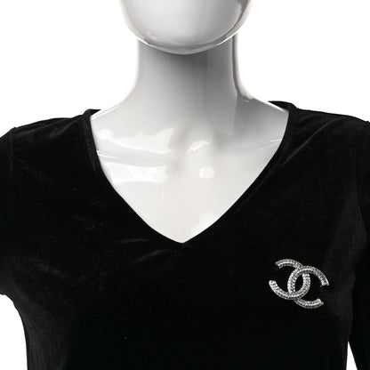 Chanel Baguette Crystal CC Brooch Silver 2 of 4