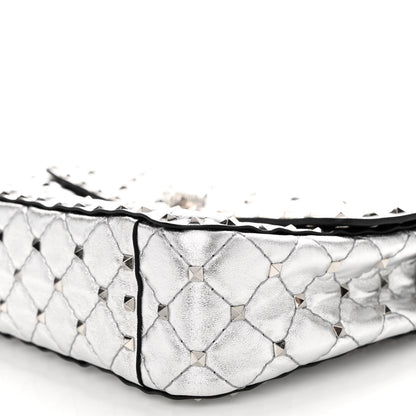 Valentino Garavani Metallic Nappa Medium Rockstud Spike Shoulder Bag Silver 9 of 9