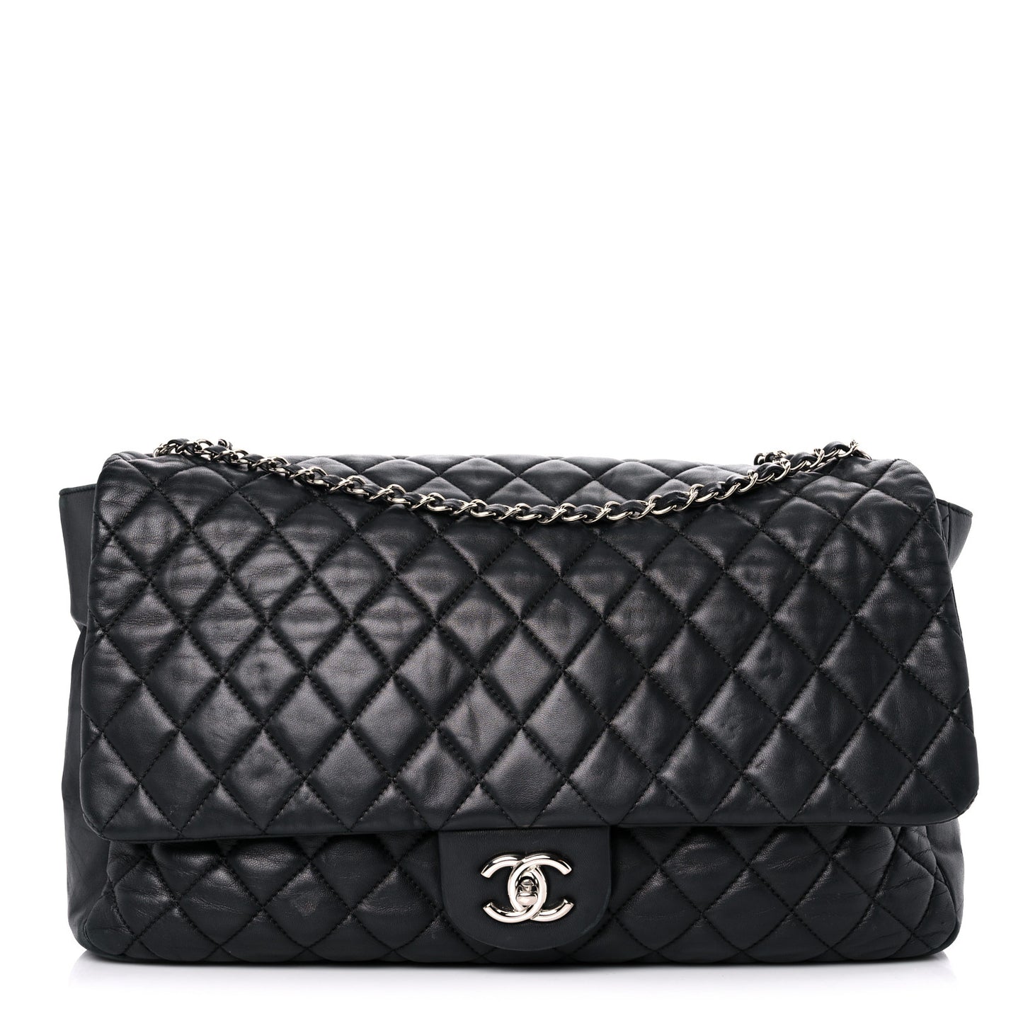 Lambskin Jumbo Coco Rain Flap Black