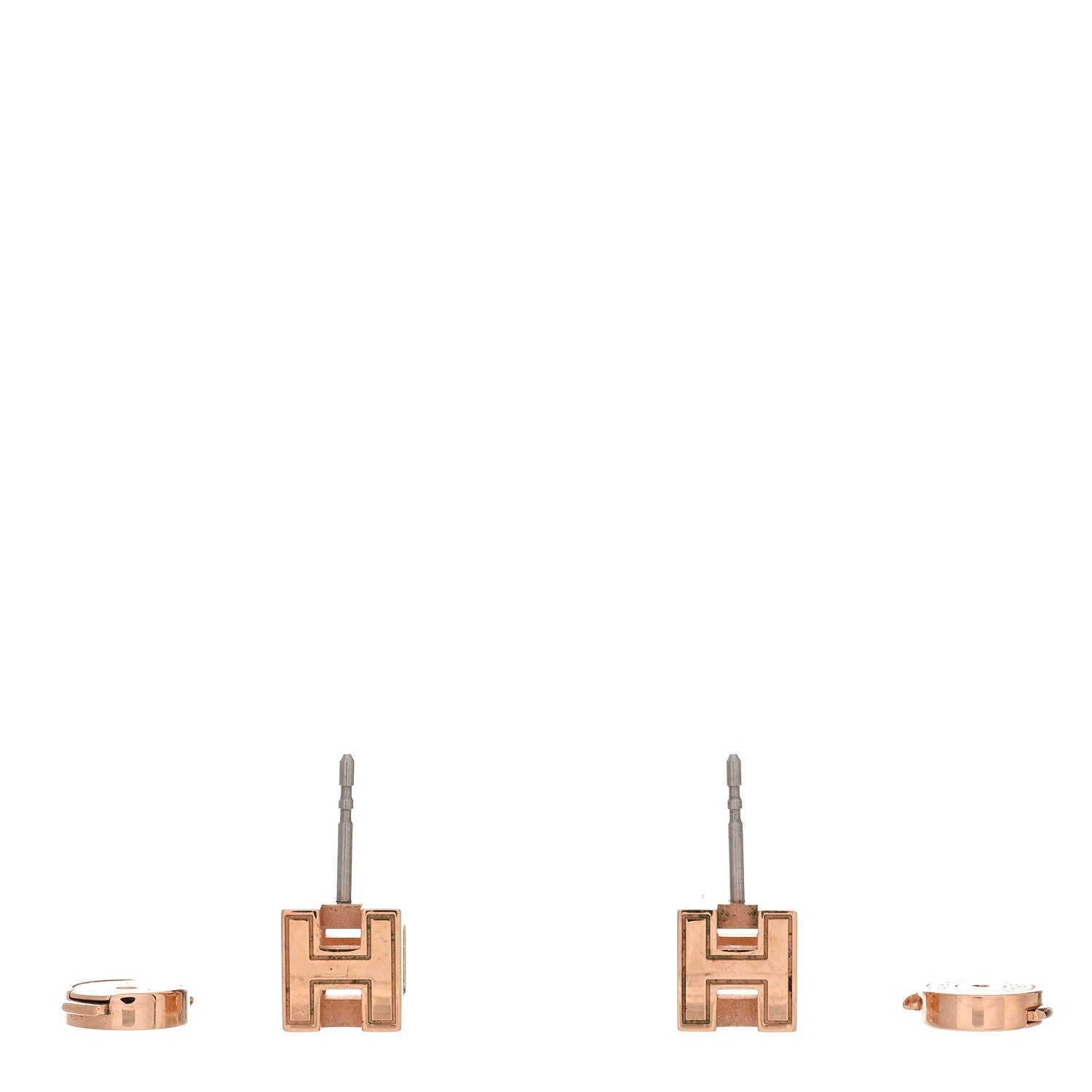 Hermes Rose Gold Lacquered Cage d'H Earrings Orange Fonce 3 of 5