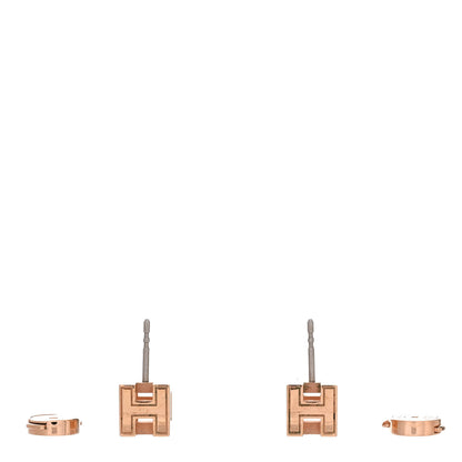 Hermes Rose Gold Lacquered Cage d'H Earrings Orange Fonce 3 of 5