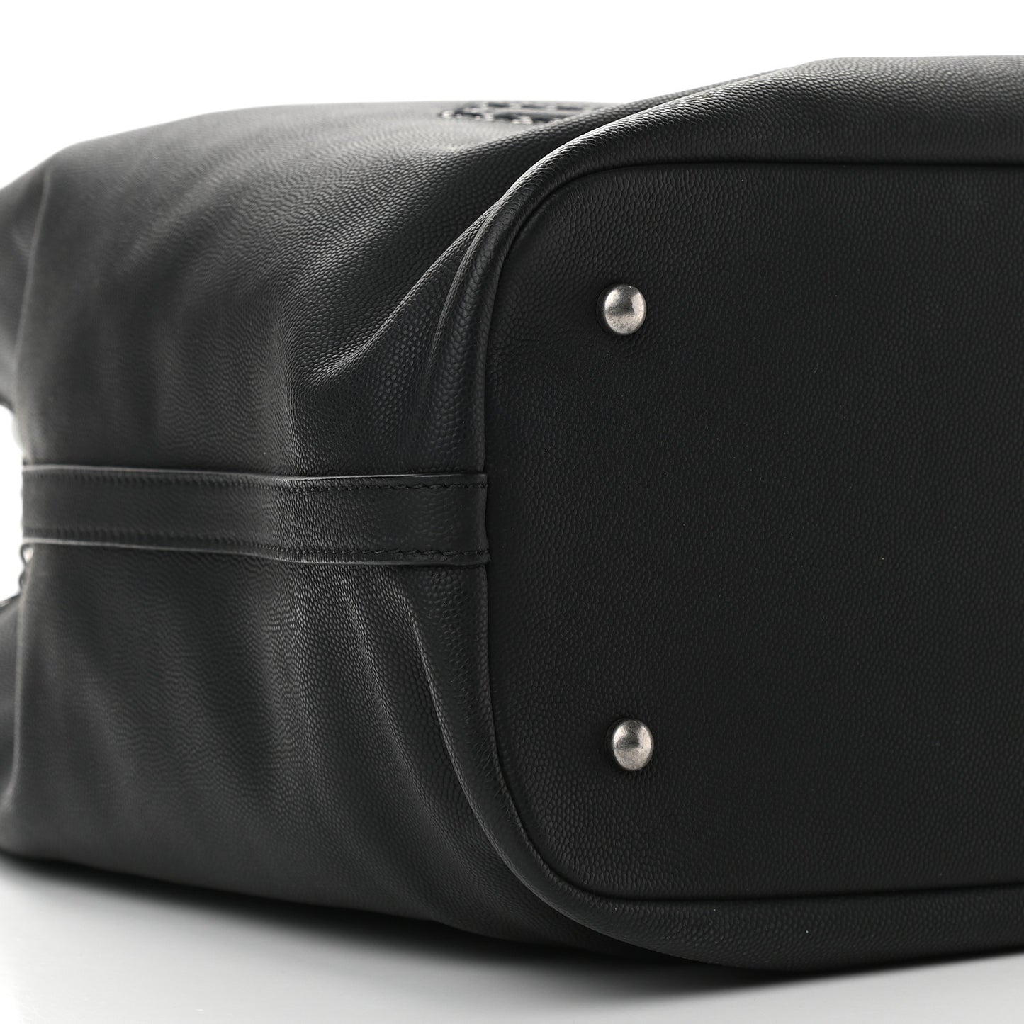 Grained Calfskin Large Coco Eyelets Shopping Tote Black
