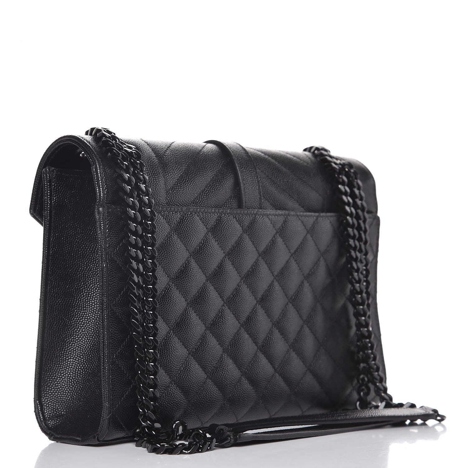Saint Laurent Grain De Poudre Textured Mixed Matelasse Triquilt Medium Monogram Satchel Black 3 of 7