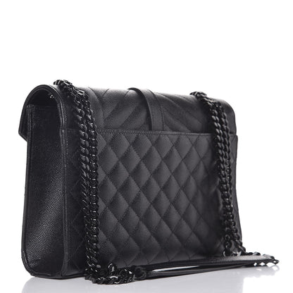Saint Laurent Grain De Poudre Textured Mixed Matelasse Triquilt Medium Monogram Satchel Black 3 of 7